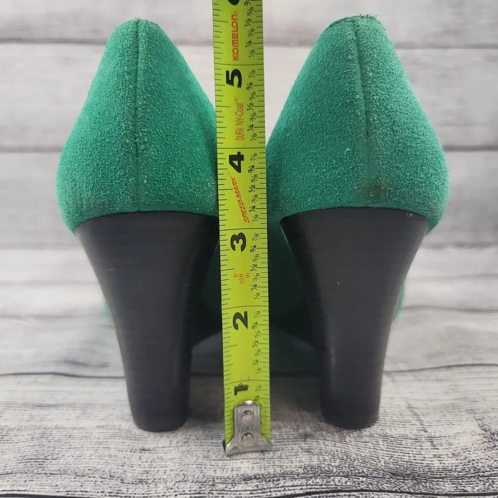 Lilly Pulitzer Resort Chic Jewel Green Suede Wedge Peep-toe Shoes Women's 6.5